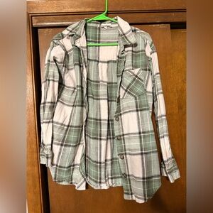 Maurices Green and White Plaid Button Down Shirt